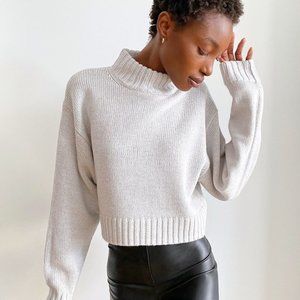 Aritzia WIlfred Harper Sweater - Cream Cropped Mockneck Size XS